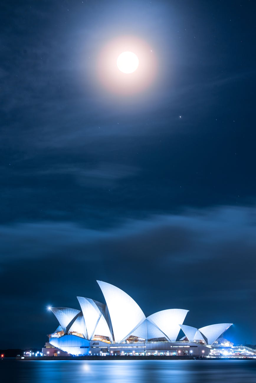 photo of sydney opera house at night